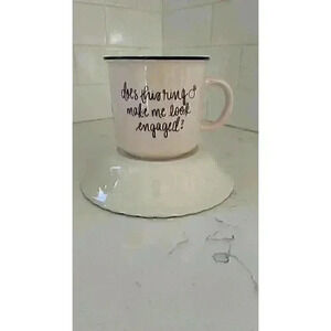 Coffee Mug "Does this ring make me look engaged?" 16oz Pink Black 2 Side Print